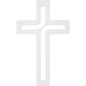 Dřevěný závěsný kříž LUDA STUDIO moderní bílý 30x18x1,8 cm