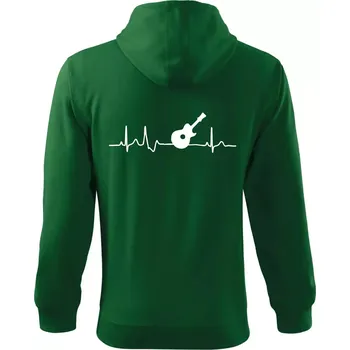 Pánská mikina EKG akustická kytara - Mikina s kapucí na zip trendy zipper - XL ( Lahvově zelená )