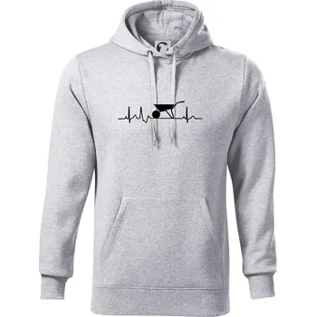 Pánská mikina EKG kolečko - Mikina pánská Cape s kapucí - 4XL ( Světlešedý Melír )