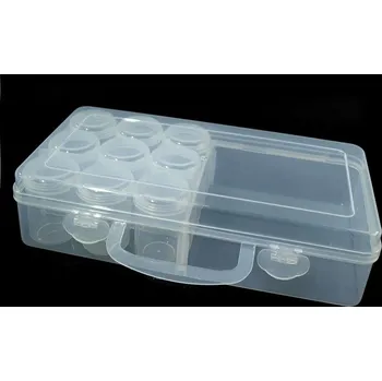 Úložný box Plastový box / zásobník 13x26x6 cm s dózičkami Varianta: transparent, Balení: 1 ks