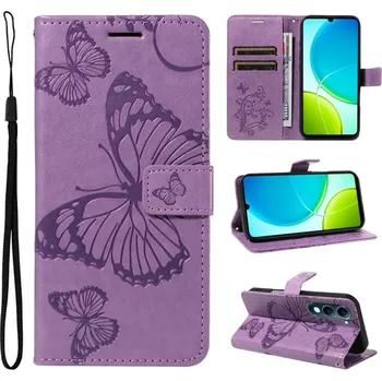 Pouzdro na mobilní telefon Big Butterfly knížkové pouzdro na Vivo Y29s 5G - fialové