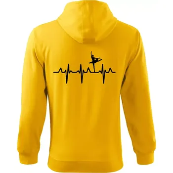 Pánská mikina EKG balet - Mikina s kapucí na zip trendy zipper - 3XL ( Žlutá )