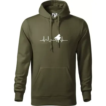 Pánská mikina Piano ekg - křídlo - Mikina pánská Cape s kapucí - 3XL ( Military )