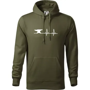 Pánská mikina EKG kovář - Mikina pánská Cape s kapucí - 5XL ( Military )