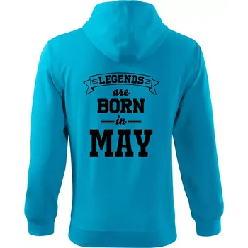 Pánská mikina Legends are born in May - Mikina s kapucí na zip trendy zipper - 2XL ( Světlý tyrkys )