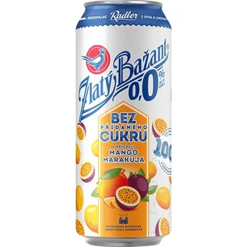 Pivo Zlatý Bažant Radler mango a marakuja bez přidaného cukru 0,0 % 0,5 l