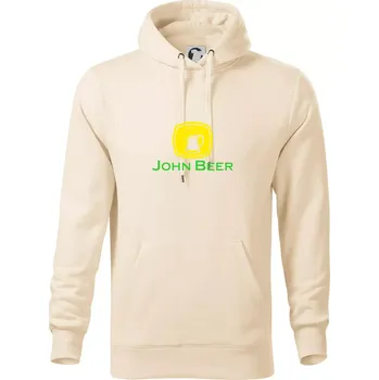 Pánská mikina John Beer - Pivo - Mikina pánská Cape s kapucí - 5XL ( Mandlová )