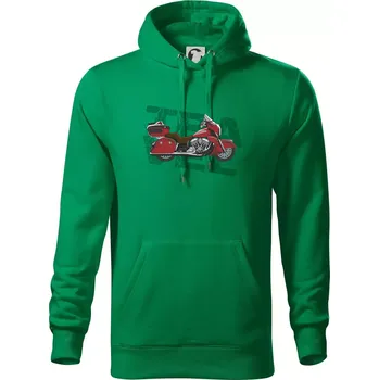 Pánská mikina Cestovní motorka Amerika červená - Mikina pánská Cape s kapucí - 5XL ( Středně zelená )