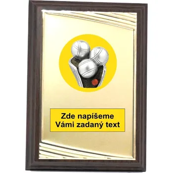 Pétanque plaketa H122-G231.01-L419 Zde napište text na štítky a součet zadejte do košíku. Více informací viz.POPIS v dolní části.