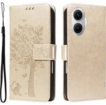 Pouzdro na mobilní telefon Trees knížkové pouzdro na Xiaomi Poco F7 5G - zlaté