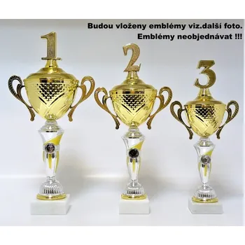 Veterán moto poháry 384-L108 - Emblém viz.další foto v ceně Zde napište text na štítky a součet zadejte do košíku. Více informací viz.POPIS v dolní části.