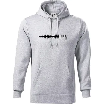 Pánská mikina Piano ekg - průběh skladby - Mikina pánská Cape s kapucí - 5XL ( Světlešedý Melír )
