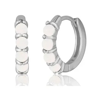 Náušnice Stříbrné náušnice kruhy s bílým opálem SVLE3074XH2O100