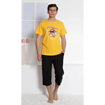Pánské pyžamo Pánské pyžamo kapri Mexiko Žlutá s potiskem - Gazzaz L