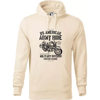Pánská mikina Army Ride Motorcycle - Mikina pánská Cape s kapucí - 5XL ( Mandlová )
