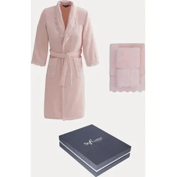 Dámské noční prádlo Dámský župan FREYA + ručník + osuška + dárkový box - Smetanová, S, Soft Cotton