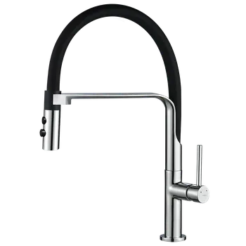 Vodovodní baterie Kuchinox SILUETTO stojací dřezová baterie s U-výtokem chrom černá