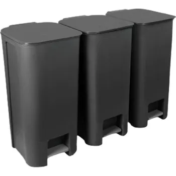 Odpadkový koš Recyklační sada 3 x pedálový koš 40 l tmavý grafit Practic 10105593