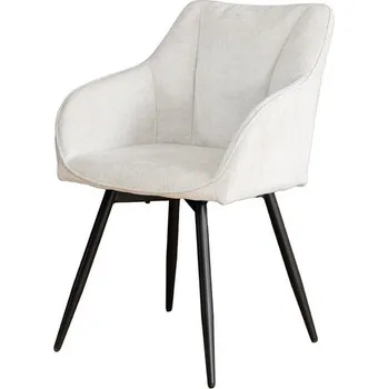 Jídelní židle Moderní otočná béžová jídelní židle Mahal s žinylkovým potahem a černými kovovými nožičkami 85 cm