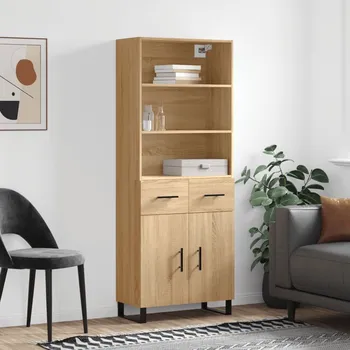 přebalovací pult a komoda Skříň highboard dub sonoma 69,5 x 34 x 180 cm kompozitní dřevo Hnědá3200540