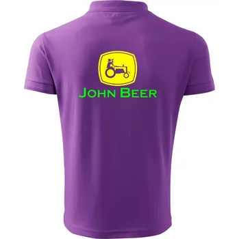 Pánská košile John Beer traktor - Polokošile pánská Pique Polo 203 - 3XL ( Fialová )