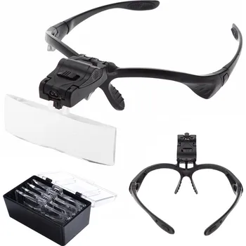 Lupa VERK GROUP LUPA NA HLAVU BRÝLÍ S OSVĚTLENÍM 2 LED DIODY