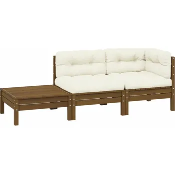 Zahradní nábytek vidaXL 3dílná zahradní souprava s poduškami masivní borovice [838188] Barva: medová hnědá