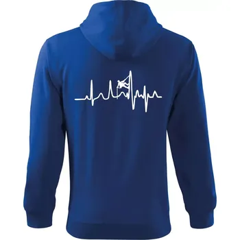Pánská mikina EKG horolezec - Mikina s kapucí na zip trendy zipper - L ( Královská modrá )