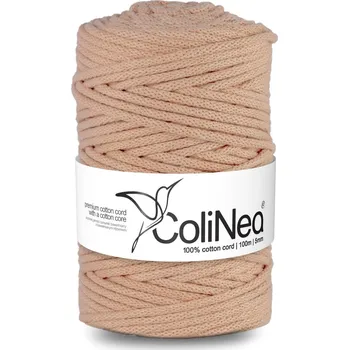Příze ColiNea, bavlněná šňůra s bavlněným jádrem, opletená, 5 mm, 100 m, lososová