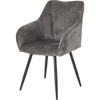 Jídelní židle Moderní otočná šedá jídelní židle Mahal s žinylkovým potahem a černými kovovými nožičkami 85 cm