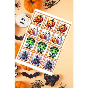 Jedlá dekorace na dort Jedlý tisk na fondánový list A4 " Halloween kostka 3." (6x6 cm)