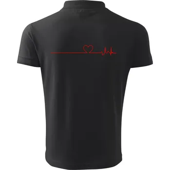 Pánská košile Poker EKG srdce červené - Polokošile pánská Pique Polo 203 - 4XL ( Dřevěné uhlí )