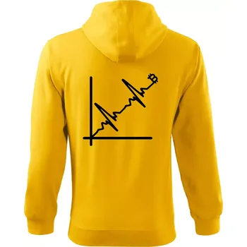Pánská mikina EKG graf bitcoin - Mikina s kapucí na zip trendy zipper - XL ( Žlutá )
