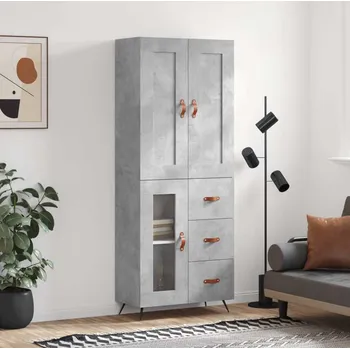 Příborník do zásuvky vidaXL Skříň highboard 69,5 x 34 x 180 cm kompozitní dřevo [3199915] Barva: Betonová šedá