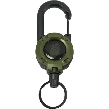 KOMBAT Klíčenka HEAVY DUTY s navijákem a karabinou Zelená