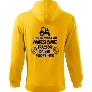 Pánská mikina Užasný řidič je zde! - Mikina s kapucí na zip trendy zipper - M ( Žlutá )