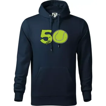 Pánská mikina Tenis kulaté narozeniny 50 - Mikina pánská Cape s kapucí - 4XL ( Námořní modrá (velmi tmavá - téměř černá) )