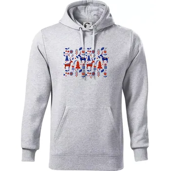 Pánská mikina Folklór - jeleni v lese - Mikina pánská Cape s kapucí - S ( Světlešedý Melír )