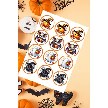 Jedlá dekorace na dort Jedlý tisk na fondánový list A4 " Halloween I." (6 cm)
