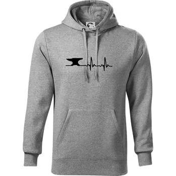 Pánská mikina EKG kovář - Mikina pánská Cape s kapucí - 5XL ( Tmavě šedý melír )
