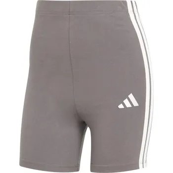 adidas Essentials 3-Stripes Biker Shorts Womens Grey Stra/White 10 (S)