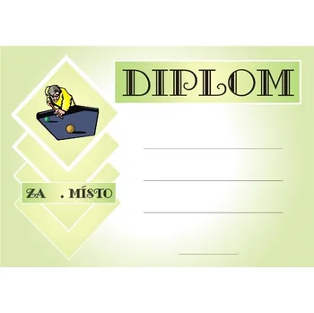 Kulečník diplom A4 č.2 Budete vyplňovat na PC - zde napište BEZ LINEK.