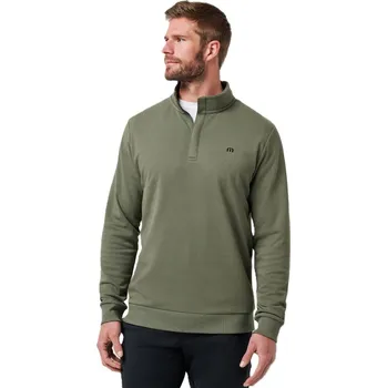 Travis Mathew Cloud Quarter Zip 2.0 pánská fleecová mikina, olivová pánské, XL