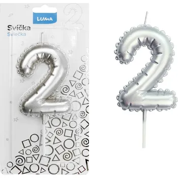 Dortová svíčka Luma Svíčka dortová č. 2 - stříbrná