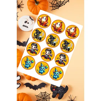 Jedlá dekorace na dort Jedlý tisk na fondánový list A4 " Halloween oranž 4." (6 cm)