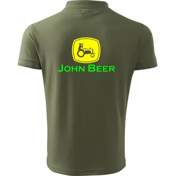 Pánská košile John Beer traktor - Polokošile pánská Pique Polo 203 - S ( Khaki )