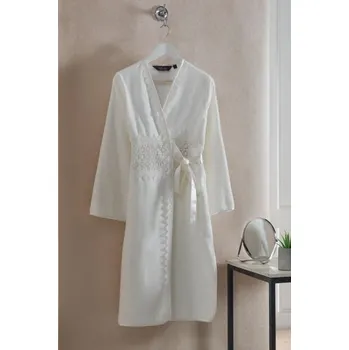 Dámský župan Dámský elegantní župan DEMET v dárkovém balení - Smetanová, M, Soft Cotton