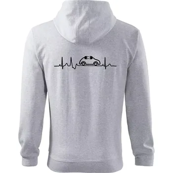 Pánská mikina EKG elektromobilita - Mikina s kapucí na zip trendy zipper - 2XL ( Světlešedý Melír )