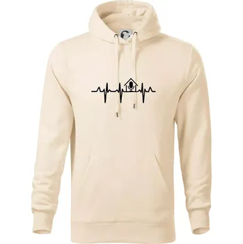 Pánská mikina EKG rumka - Mikina pánská Cape s kapucí - 5XL ( Mandlová )