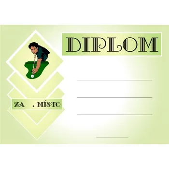 Kulečník diplom A4 č.1 Krátký text napište zde - více informací viz. POPIS v dolní části.